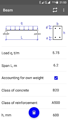 Calculation of the reinforced concrete beam Mod Apk