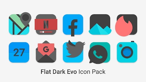 Flat Dark Evo - Icon Pack Mod Apk