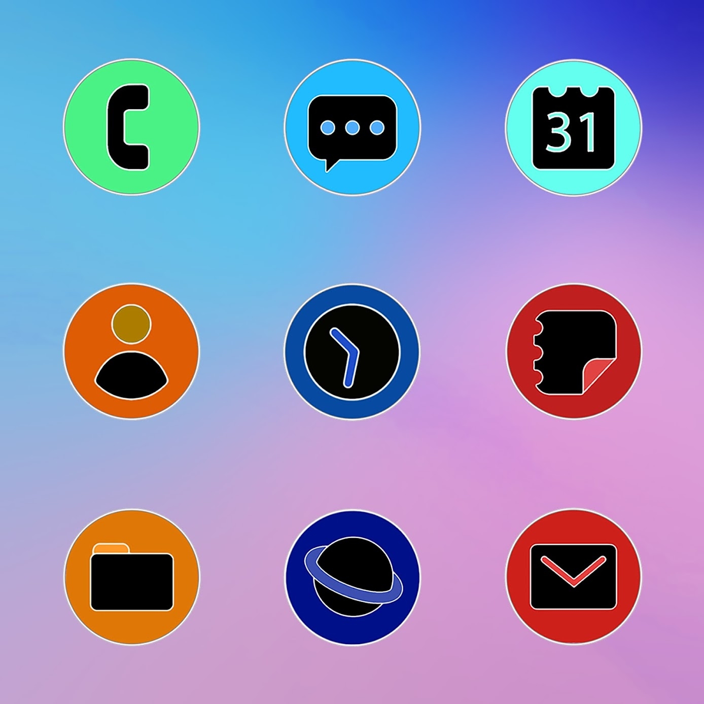 Download One UI Circle Fluo - Icon Pack Mod Apk