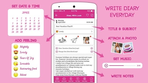 Download Secret Diary With Lock - Diary With Password Mod Apk