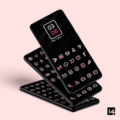 Aline Red: linear icon pack Apk