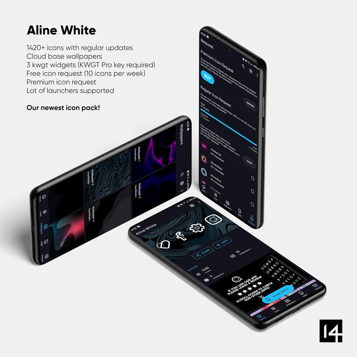 Aline White: linear icon pack Apk