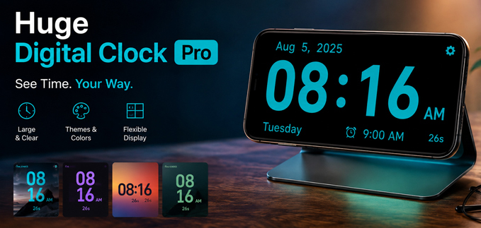 Huge Digital Clock Pro App for android