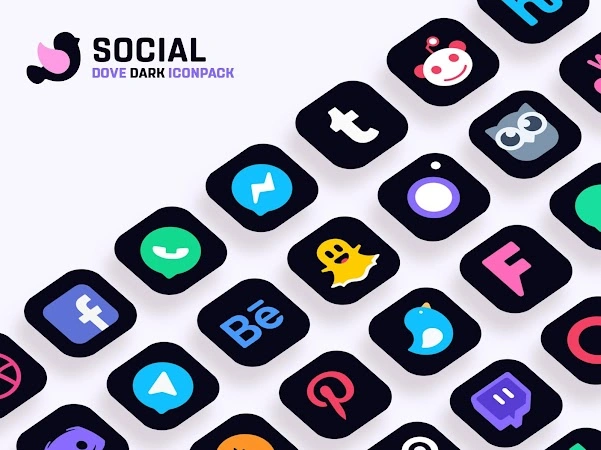 Dove Dark Icon Pack Mod Apk Screenshot