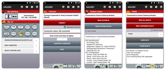 AlfaOBD App Screenshot