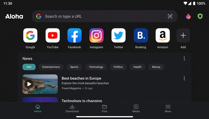 Aloha Browser screenshot
