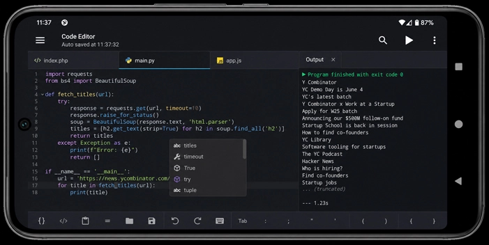 Code Editor app Screenshot